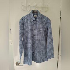 Lanvin Classique Men's Blue Checkered Button-up Dress Shirt (Size EU 46)